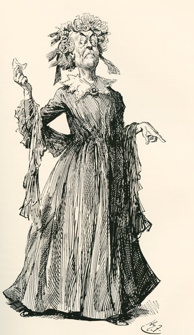 La zia di Mr. F. (illustrazione per il romanzo La piccola Dorrit di Charles Dickens, edizione Testimonial, 1910) da Harry Furniss