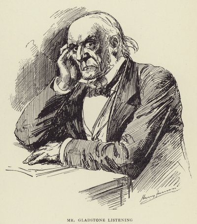 Mr Gladstone che ascolta da Harry Furniss