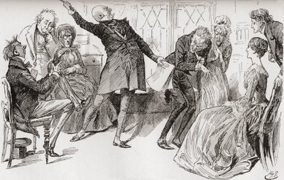 Mr. Micawber provoca la caduta di Heep da Harry Furniss