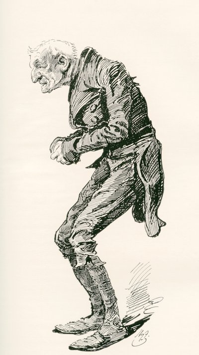 Vecchio Chuffey. Illustrazione di Harry Furniss per il romanzo di Charles Dickens 