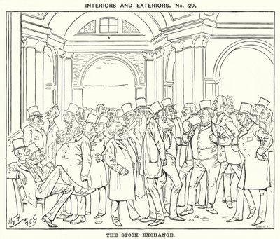 Vignetta di Punch: La Borsa (incisione) da Harry Furniss
