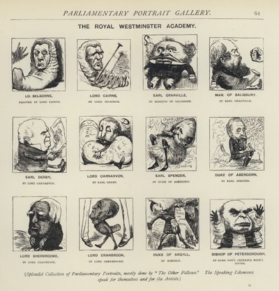 La Royal Westminster Academy - immaginando come i politici potrebbero dipingersi a vicenda da Harry Furniss