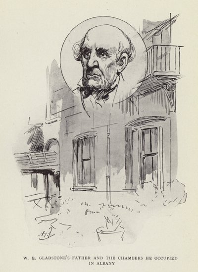 Il padre di W E Gladstone e le stanze che occupava in Albany da Harry Furniss