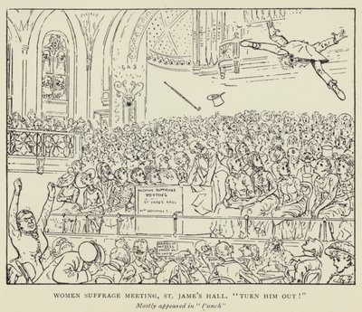 Incontro per il suffragio femminile, St James Hall, Cacciatelo fuori! da Harry Furniss