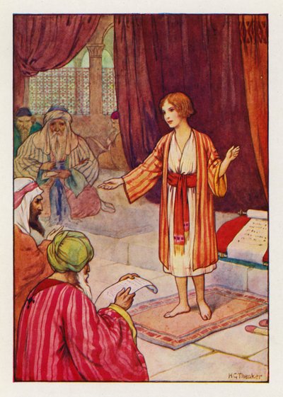Dopo tre giorni lo trovarono nel Tempio (litografia a colori) da Harry George Theaker