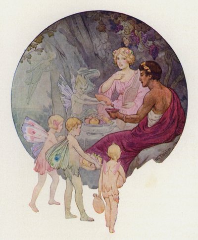 Calipso nella sua grotta (litografia a colori) da Harry George Theaker