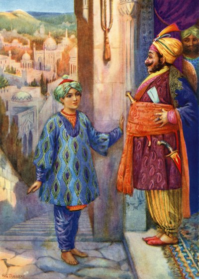 "Chiese udienza al Gran Visir" (litografia a colori) da Harry George Theaker
