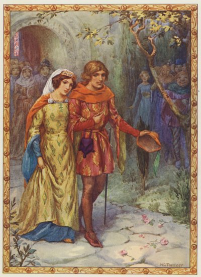 "Sposò una signora di alto lignaggio", Storia di Gamelyn (litografia a colori) da Harry George Theaker