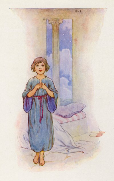 "Eccomi!", rispose Samuele (litografia a colori). da Harry George Theaker