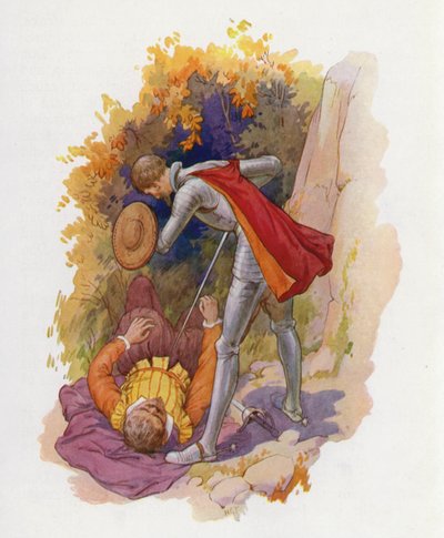Illustrazione per Don Chisciotte (litografia a colori) da Harry George Theaker