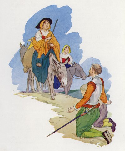 Illustrazione per Don Chisciotte (litografia a colori) da Harry George Theaker