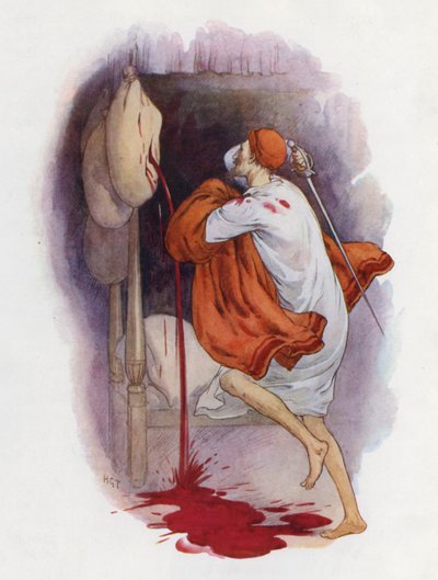 Illustrazione per Don Chisciotte (litografia a colori) da Harry George Theaker