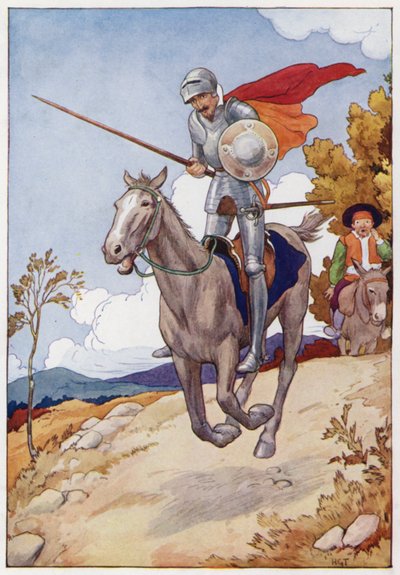 Illustrazione per Don Chisciotte (litografia a colori) da Harry George Theaker