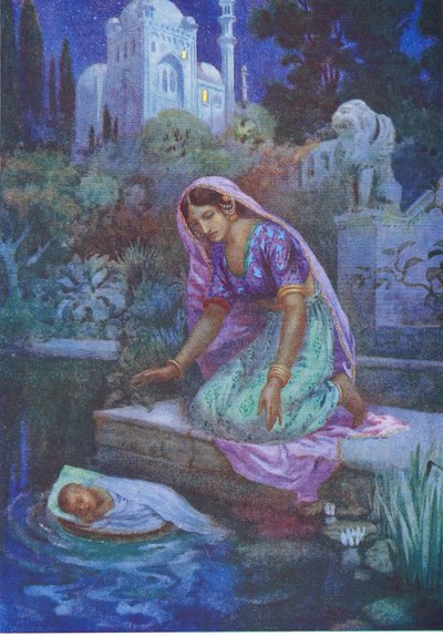 Kunti non osò disobbedire. Dai Fratelli avventurosi, illustrazione da "Storie per bambini di leggende indiane", anni 