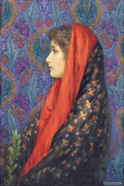 Signora con scialle (acquerello su carta) da Harry George Theaker