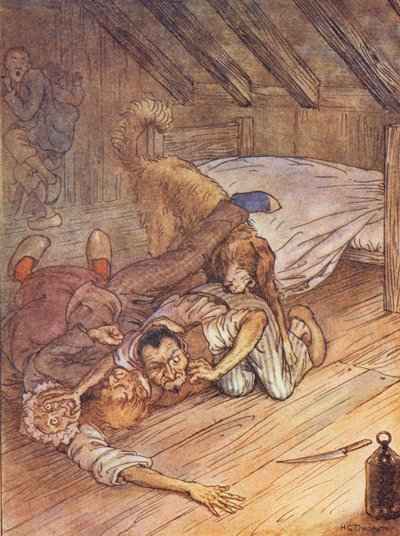 La storia di Mr Peter, Il cane del portaborse (litografia a colori) da Harry George Theaker