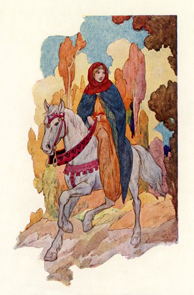 La principessa Ginevra a cavallo (litografia a colori) da Harry George Theaker