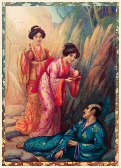 Principessa conchiglia e principessa vongola Cure Ohkuni (litografia a colori) da Harry George Theaker