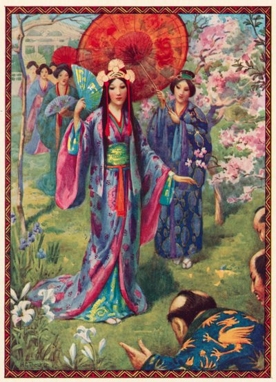 Principessa Yakami di Inaba (litografia a colori) da Harry George Theaker