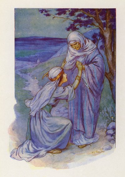 Ruth e Naomi (litografia a colori) da Harry George Theaker