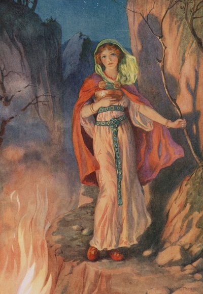 Sigyn, da "Il destino di Loki e dei suoi figli" (litografia a colori) da Harry George Theaker