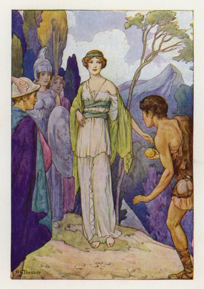Il giudizio di Parigi (litografia a colori) da Harry George Theaker