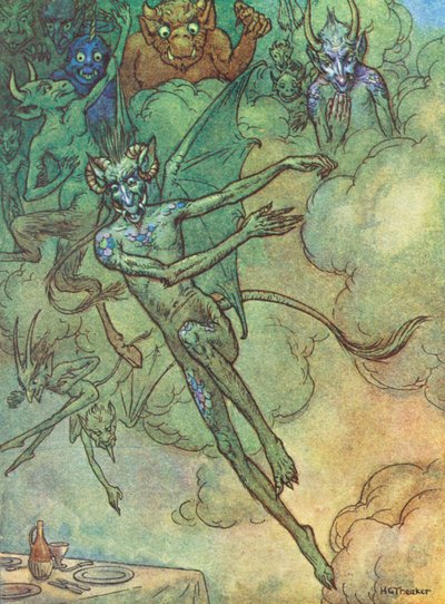 La leggenda di San Cuthbert, una leggenda della contea del Nord (litografia a colori) da Harry George Theaker