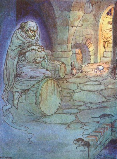 Il vecchio vestito di grigio, una leggenda di Dover (litografia a colori) da Harry George Theaker