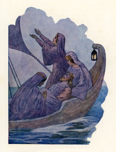Il passaggio di Re Artù (litografia a colori) da Harry George Theaker