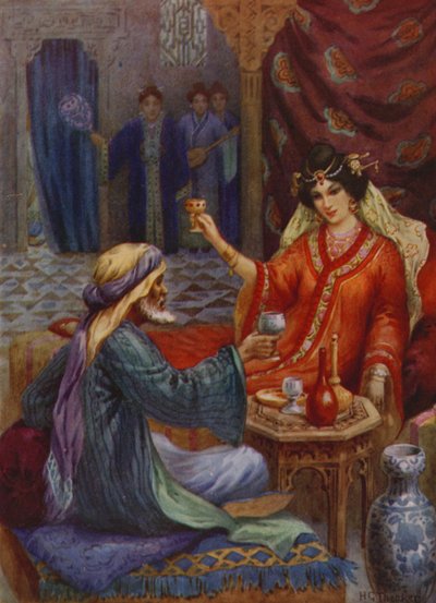 La principessa e il mago (litografia a colori) da Harry George Theaker