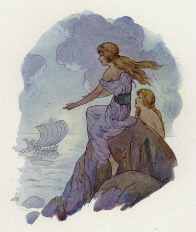 Le sirene (litografia a colori) da Harry George Theaker