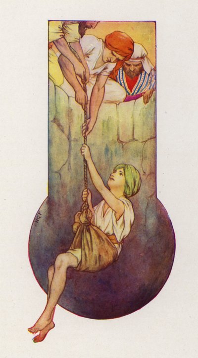 I fratelli tirano fuori Giuseppe dalla fossa (litografia a colori) da Harry George Theaker