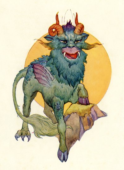 La grande bestia (litografia a colori) da Harry George Theaker