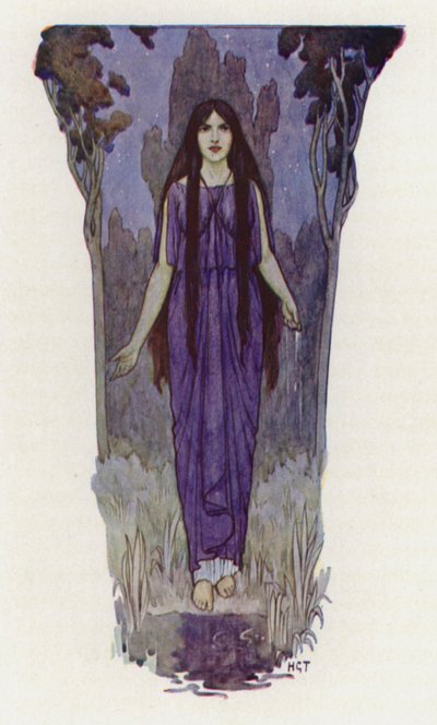 Lì, nel silenzio del bosco, Medea si sarebbe fermata (litografia a colori) da Harry George Theaker