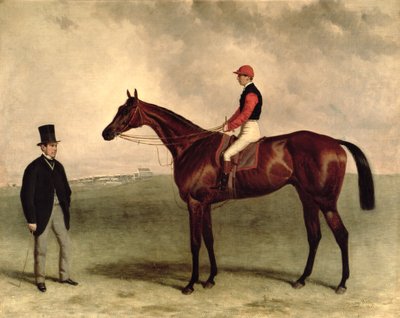 Gladiateur con Harry Grimshaw e il suo proprietario, Conte Frederic de Lagrange, 1865 da Harry Hall