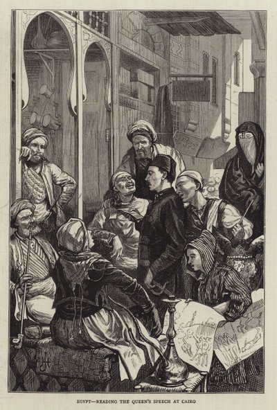 Egitto, lettura del discorso della Regina al Cairo da Harry Hamilton Johnston