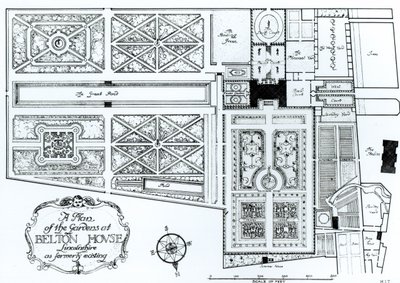 Piano dei giardini di Belton House, Lincolnshire, come esistevano in precedenza, c.1900 da Harry Inigo Triggs