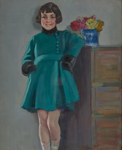 Ragazza sorridente (olio su pannello) da Harry J. Pearson