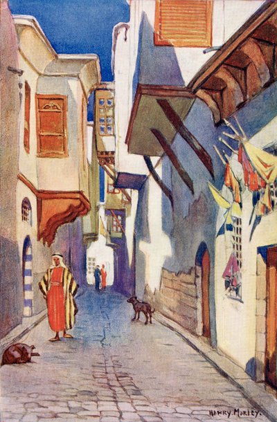 Una strada di Damasco, Siria, 1910 circa, da A Book of Modern Palestine di Richard Penlake, pubblicato nel 1910 circa. da Harry Morley