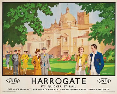 Harrogate, è più veloce in treno, poster pubblicitario per viaggi in treno da Harry Tittensor