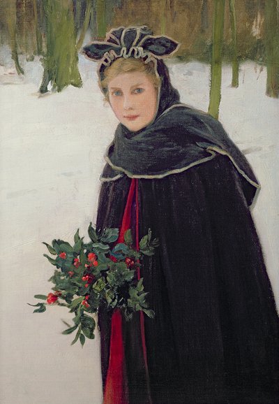 Inverno - Ritratto di una ragazza in un paesaggio invernale da Harry van der Weyden