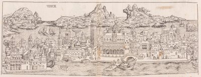 Ristampa del 1930 della veduta di Venezia dalla Cronaca di Norimberga (ritagliata) da Hartmann Schedel
