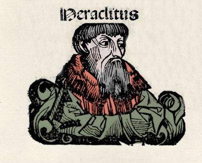 Ritratto del filosofo greco Eraclito di Efeso (576-480 a.C.). Xilografia delle "Cronache di Norimberga" di Hartmann Schedel da Hartmann Schedel