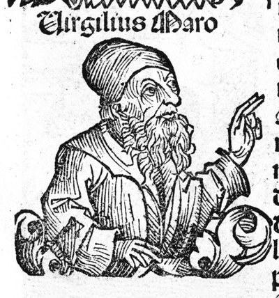 Ritratto del poeta latino Virgilio (70 a.C. - 19 a.C.). Xilografia da "Cronache di Norimberga" di Hartmann Schedel da Hartmann Schedel