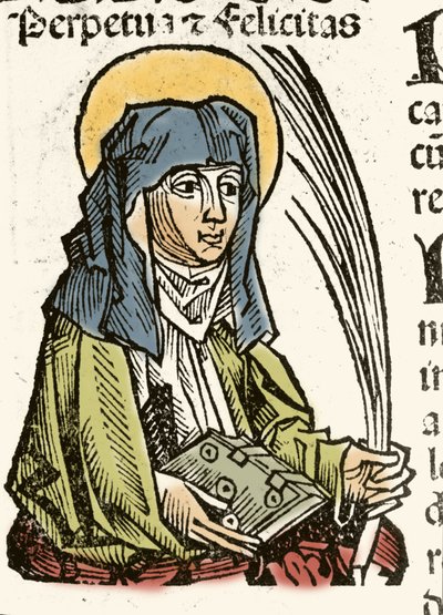 Rappresentazione di San Perpetuo, martirio a Cartagine. xilografia di Hartmann Schedel 