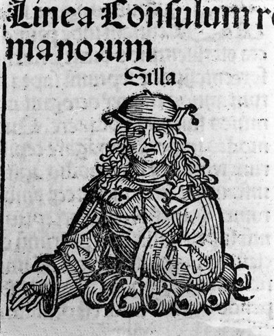 Rappresentazione del politico romano Lucio Cornelio Silla (138-68 a.C.) Xilografia delle 
