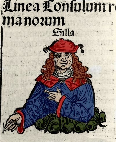 Rappresentazione del politico romano Lucio Cornelio Silla (138-68 a.C.) Xilografia delle "Cronache di Norimberga" di Hartmann Schedel da Hartmann Schedel