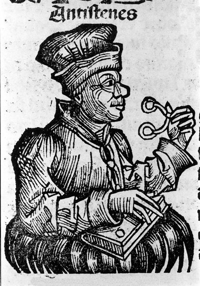 Il filosofo greco Antistene (444-365 a.C.). Xilografia da 