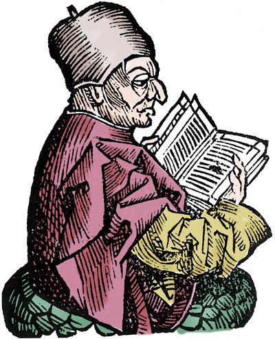 Lo storico e teologo Beda il Venerabile (673-735) (Beda Venerabilis). Xilografia delle 