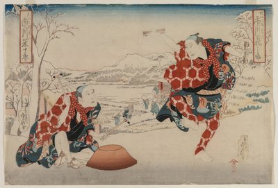 Ichikawa Norinosuke e Ichikawa Yonejuro come Morihachi e Yonehachi, due comici da Hasegawa Sadanobu